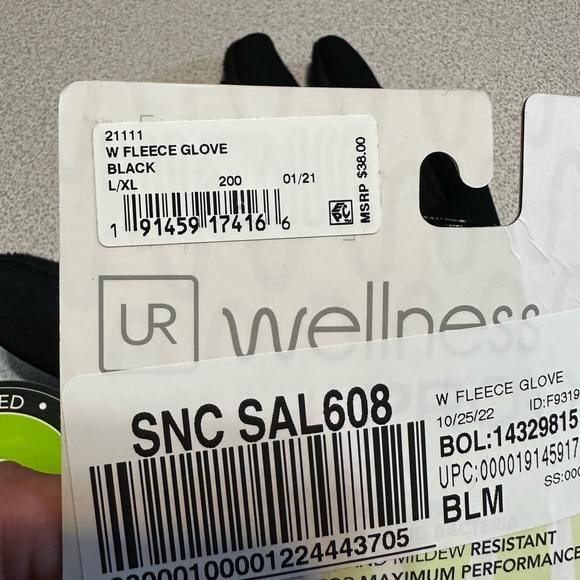 UR Wellness Boundary Series Antimicrobial Fleece Gloves, L/XL, Touch Screen - Picture 3 of 4